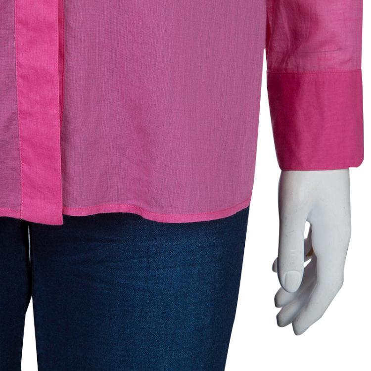 Pre Owned Chanel Pink Long Sleeve Buttondown Cottton Shirt S