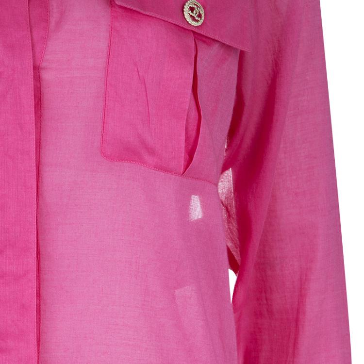 Pre Owned Chanel Pink Long Sleeve Buttondown Cottton Shirt S