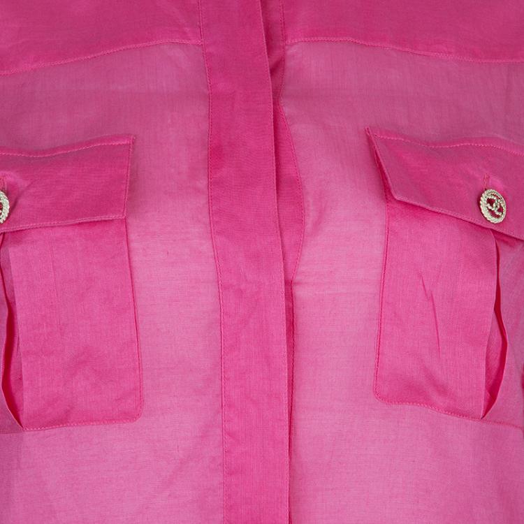 Pre Owned Chanel Pink Long Sleeve Buttondown Cottton Shirt S
