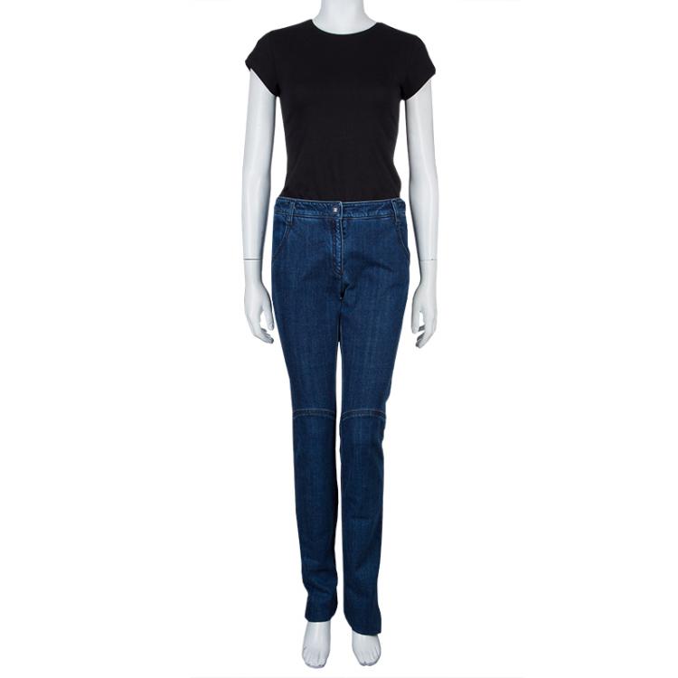 Pre Owned Chanel Indigo Dark Wash Denim Boot Cut Jeans M