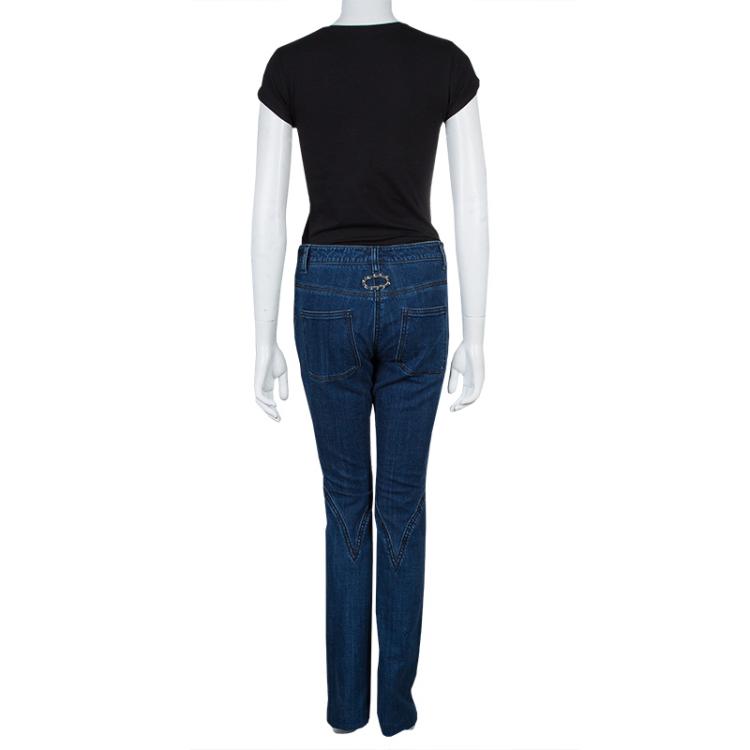 Pre Owned Chanel Indigo Dark Wash Denim Boot Cut Jeans M