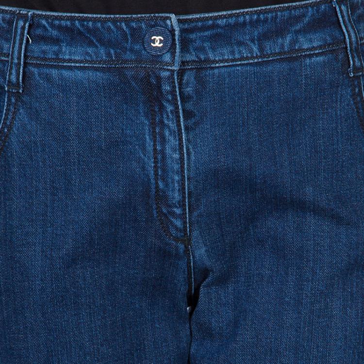Pre Owned Chanel Indigo Dark Wash Denim Boot Cut Jeans M