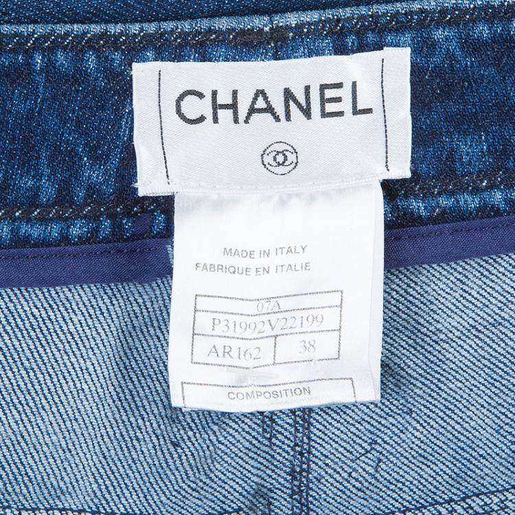 Pre Owned Chanel Indigo Dark Wash Denim Boot Cut Jeans M