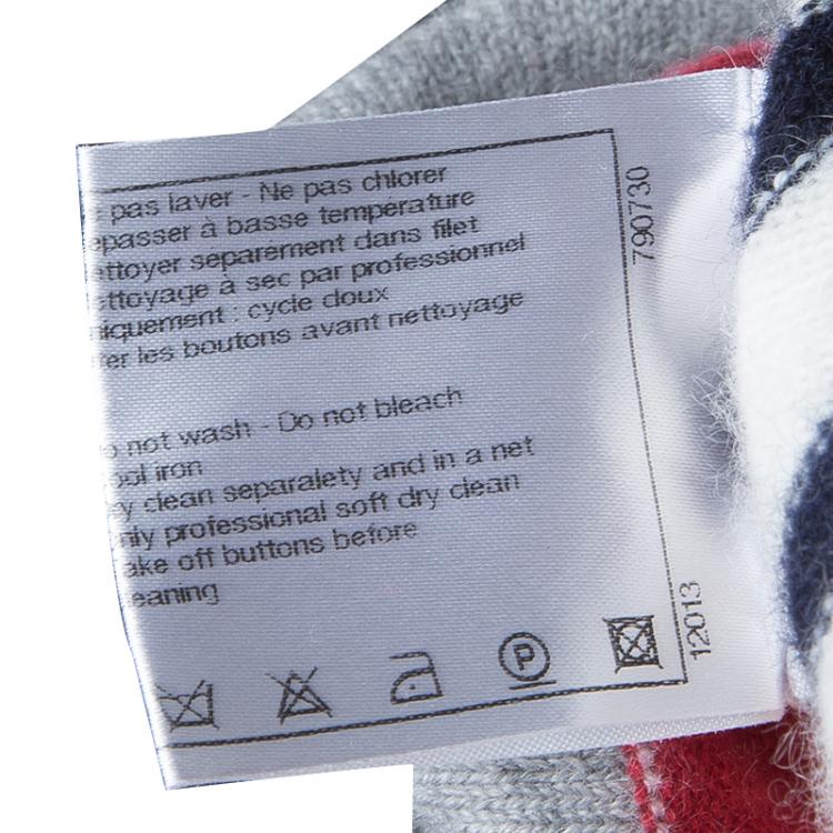 Pre Owned Chanel Multicolor Striped Off-Shoulder Cashmere Sweater M