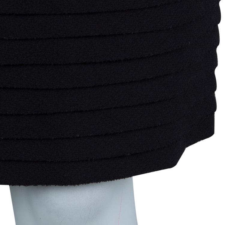 Pre Owned Chanel Black Wool Tiered Pencil Skirt L