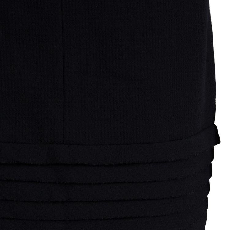 Pre Owned Chanel Black Wool Tiered Pencil Skirt L