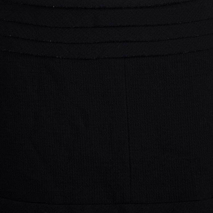 Pre Owned Chanel Black Wool Tiered Pencil Skirt L