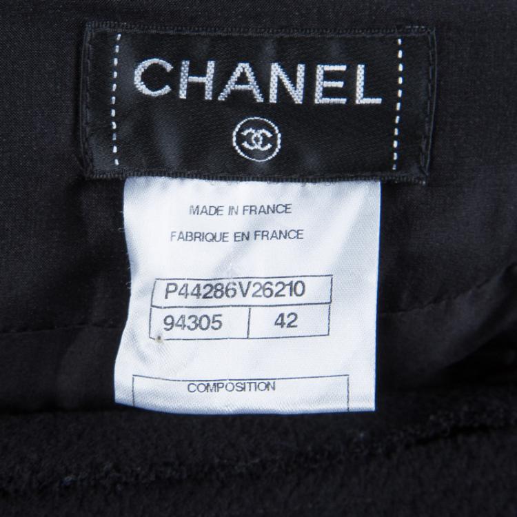 Pre Owned Chanel Black Wool Tiered Pencil Skirt L