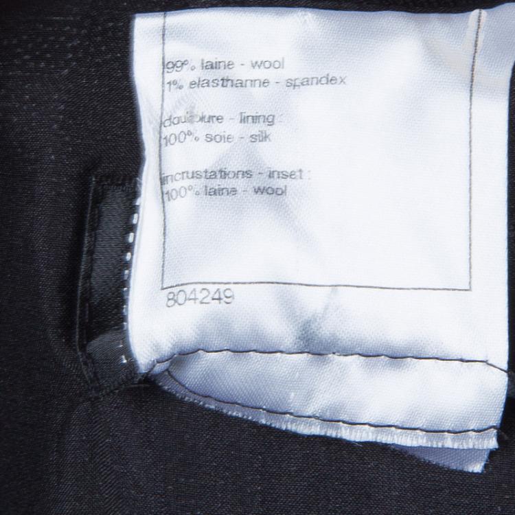 Pre Owned Chanel Black Wool Tiered Pencil Skirt L