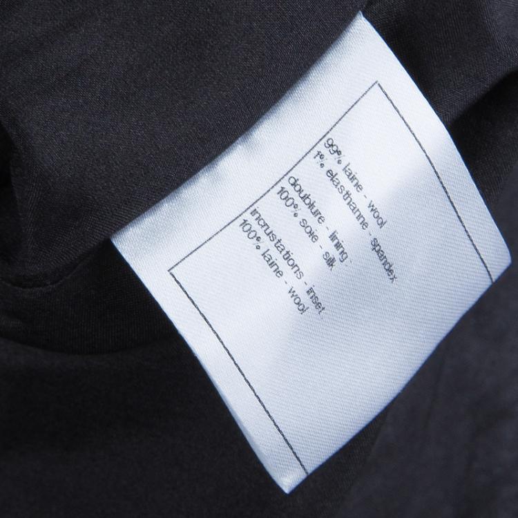 Pre Owned Chanel Black Wool Tiered Pencil Skirt L