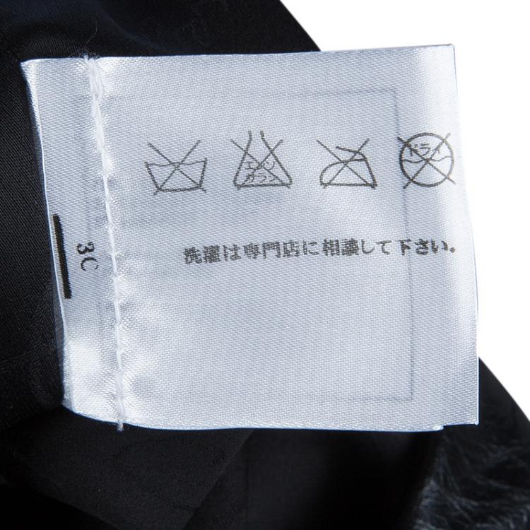 Pre Owned Chanel Black Leather Combo Wool Dress S