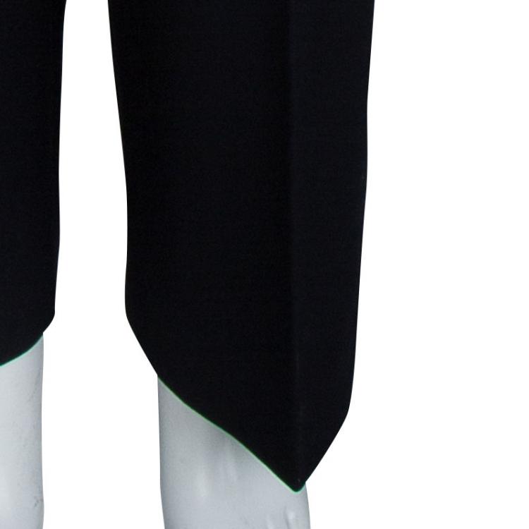 Pre Owned Chanel Navy Blue Wool High Waist Wide Leg Trousers M