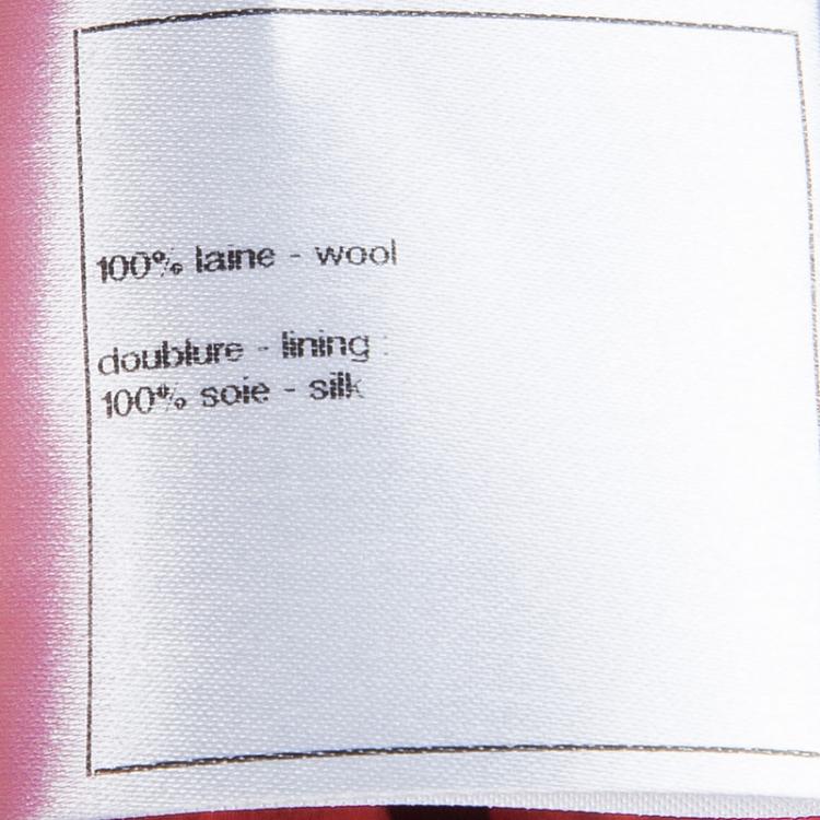 Pre Owned Chanel Red Contrast Trim Wool Jacket S