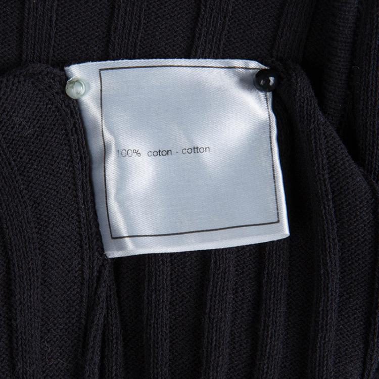 Pre Owned Chanel Black Cotton Ribbed Knit Sweater S
