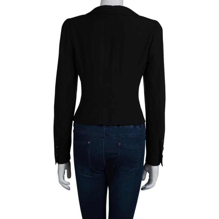 Pre Owned Chanel Black Wool Peter Pan Collar Jacket M