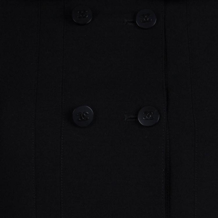 Pre Owned Chanel Black Wool Peter Pan Collar Jacket M