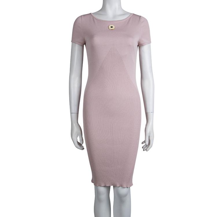 Pre Owned Chanel Blush Pink Knit Dress S