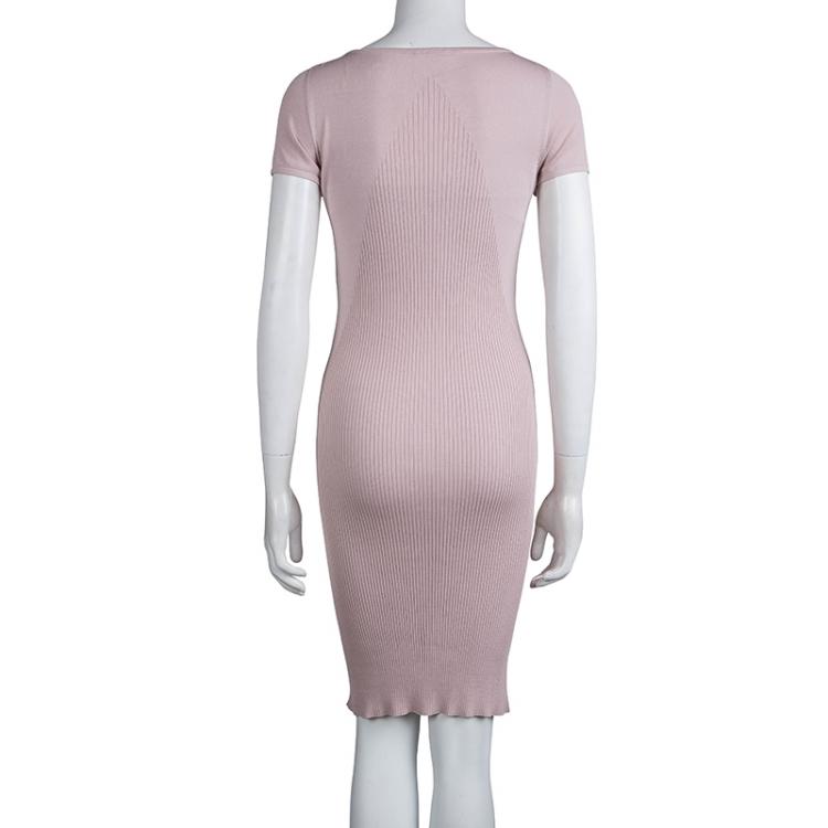 Pre Owned Chanel Blush Pink Knit Dress S