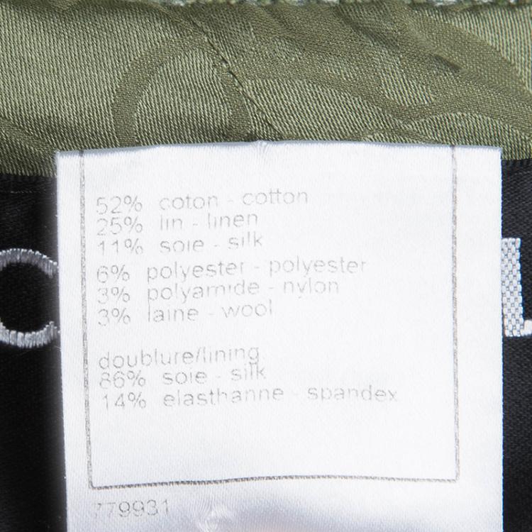 Pre Owned Chanel Olive Green Textured Tweed Jacket S