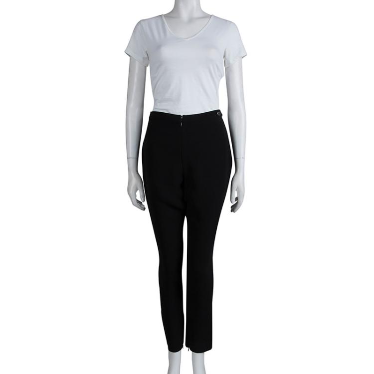 Pre Owned Chanel Black Silk Trousers M