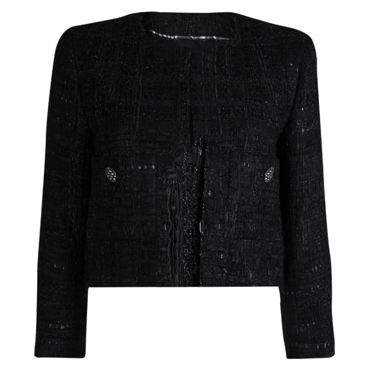 Chanel Black Fantasy Tweed Boucle Jacket M Chanel