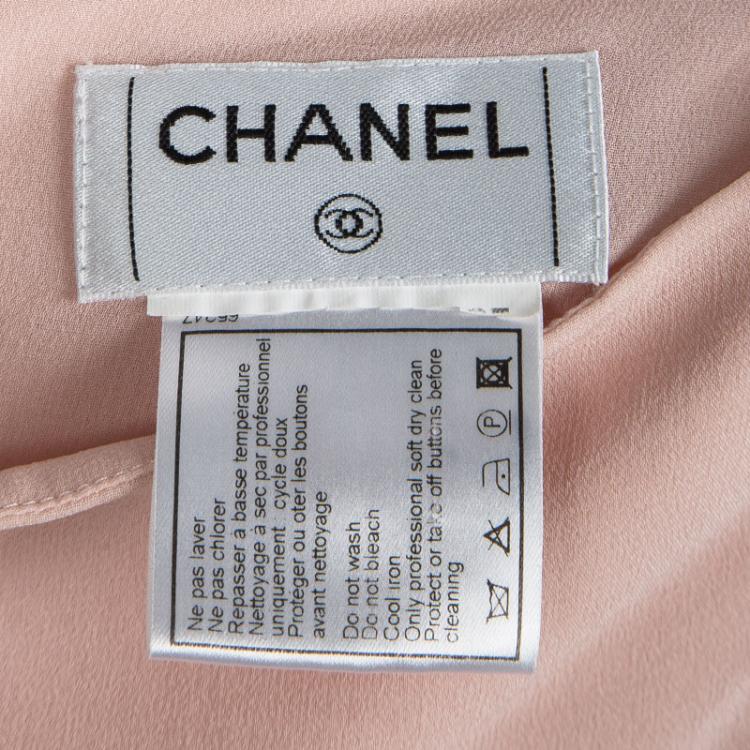Pre Owned Chanel Pink Pleated Silk Skirt and Halter Top Set M