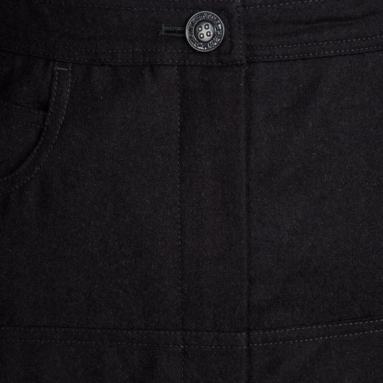 Pre Owned Chanel Black Wool Paneled A-Line Skirt S