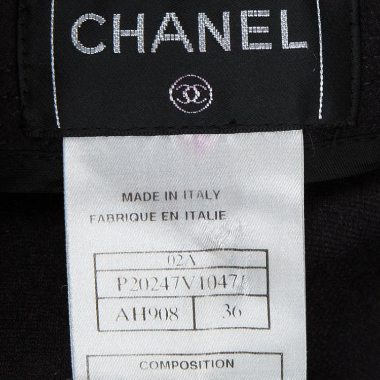 Pre Owned Chanel Black Wool Paneled A-Line Skirt S
