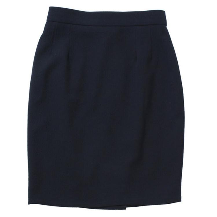 مملوكة مسبقًا Chanel Navy Blue Button Detail Wool Skirt S