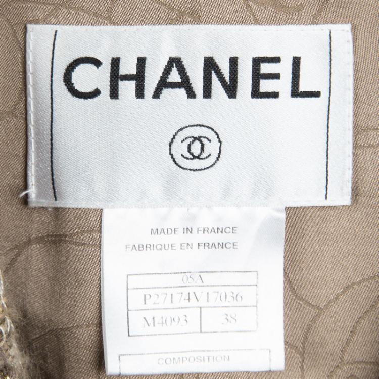 Pre Owned Chanel Beige Textured Tweed Blazer M