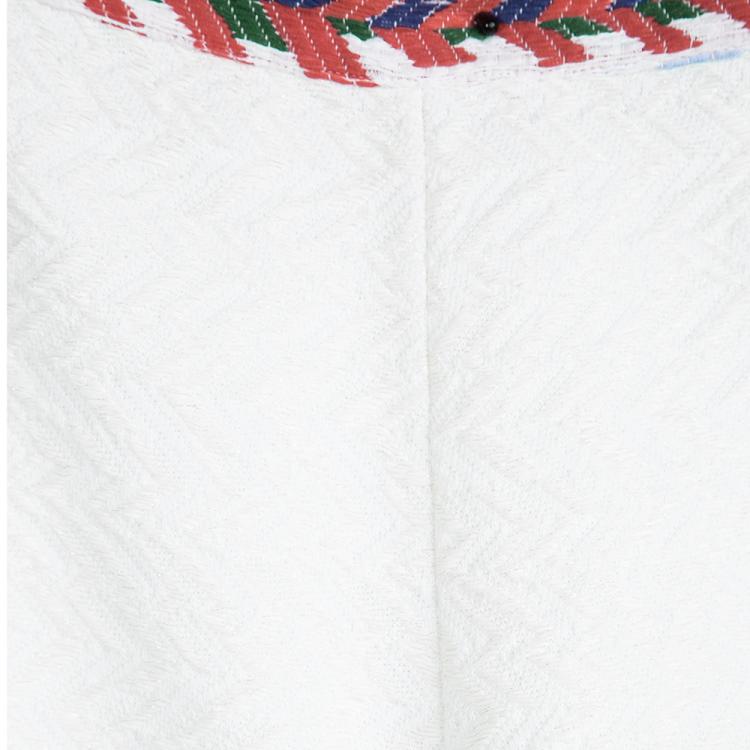 Pre Owned Chanel Off White Cotton Chevron Embroidered Wide Leg Pants M