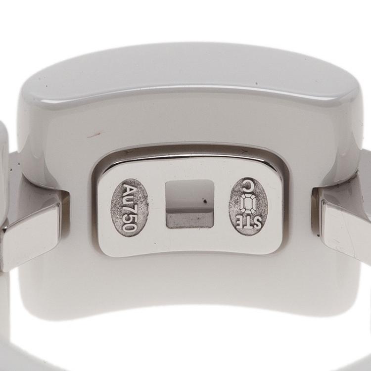 Pre Owned Chanel Diamonds 18 K White Gold & Ceramic Ultra Ring Size 56