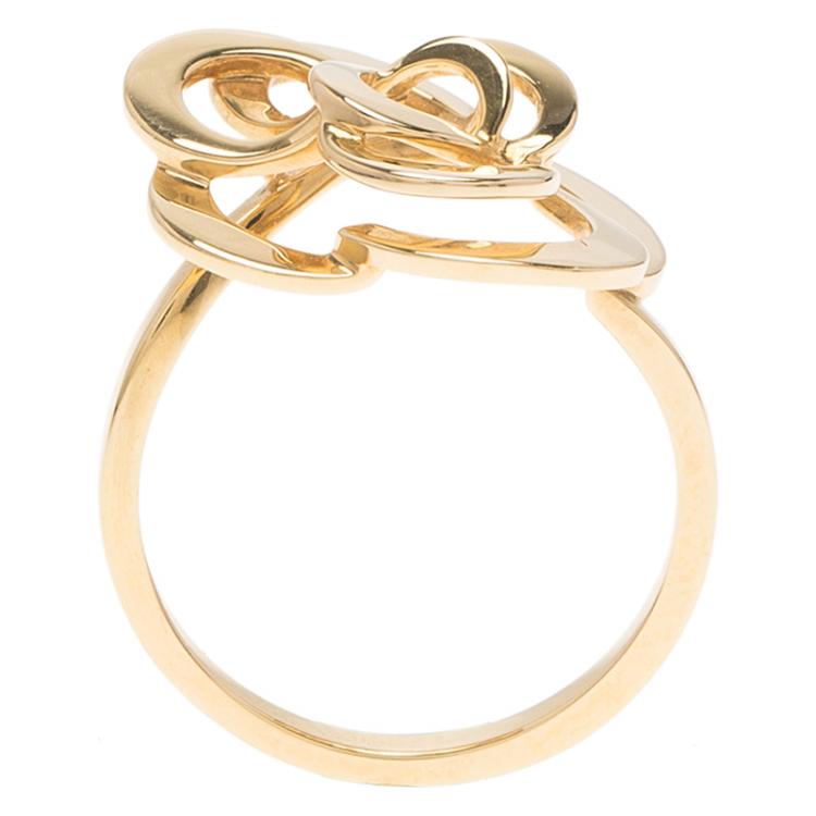 Pre Owned Chanel Camelia Yellow Gold Ring Size 54