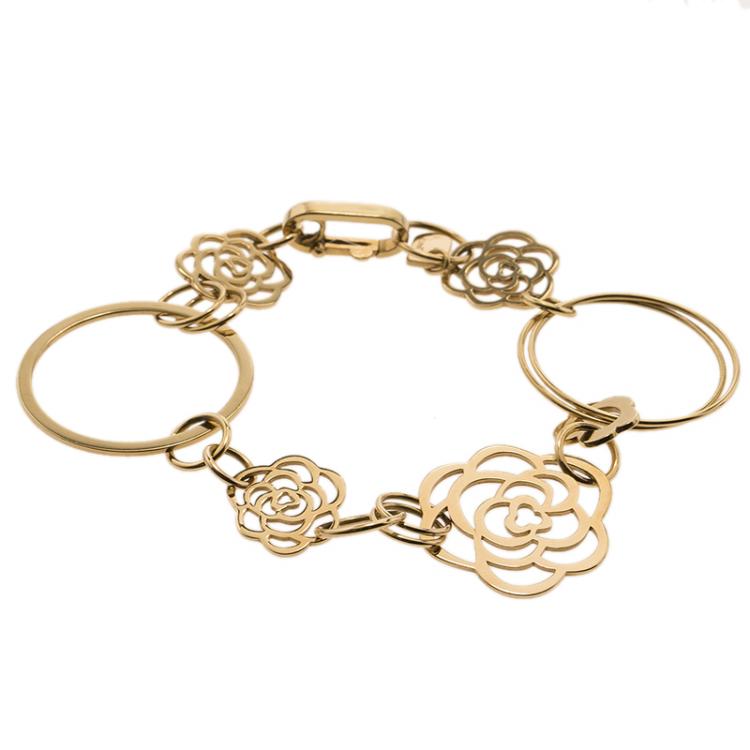 Pre Owned Chanel Camelia Yellow Gold Bracelet