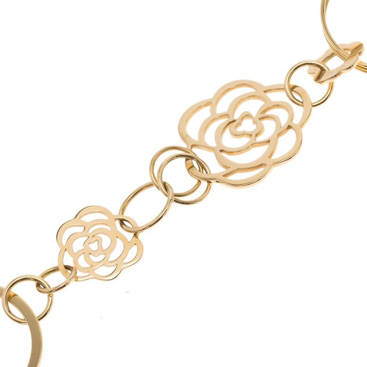 Pre Owned Chanel Camelia Yellow Gold Bracelet