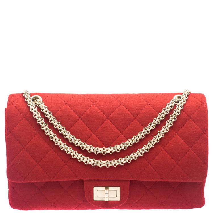 Chanel Red 2.55 Reissue Quilted Classic Jersey Leather 227 Jumbo Flap Bag