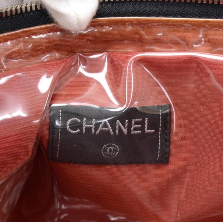 Pre Owned Chanel Bi Color Nylon Travel Line Satchel Bag