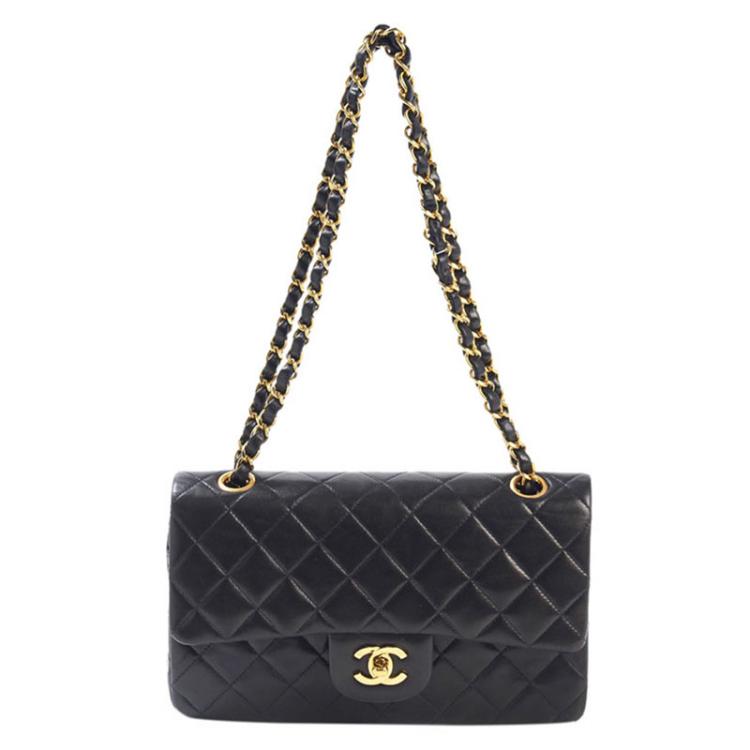 Chanel Black Quilted Lambskin Vintage Small Classic Double Flap Bag Chanel  | The Luxury Closet