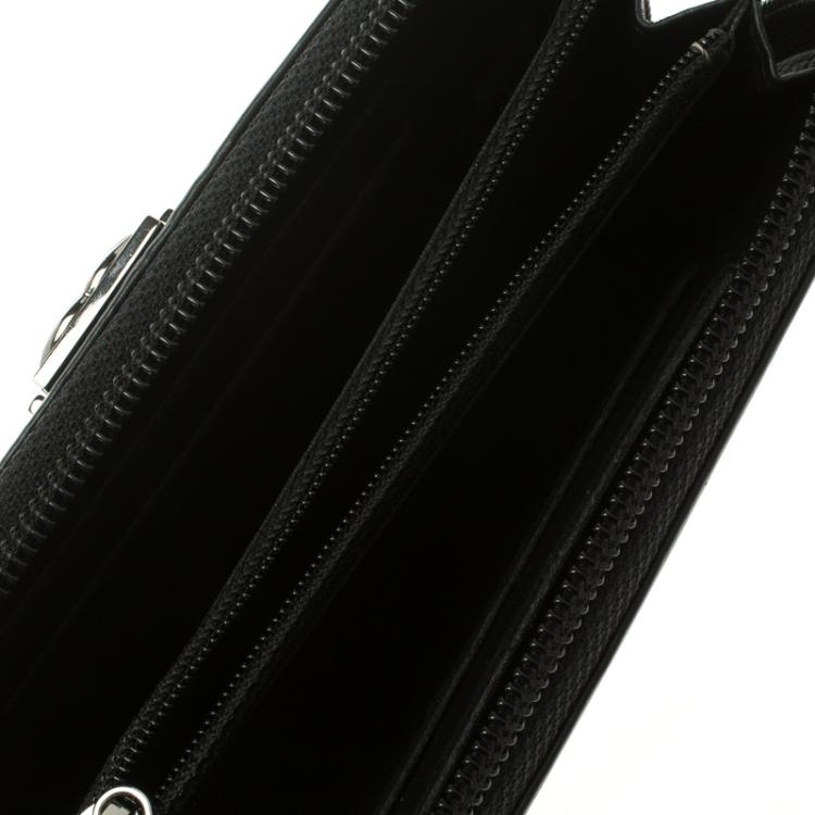 Chanel Black Chevron Leather Boy Zip Around Wallet Chanel