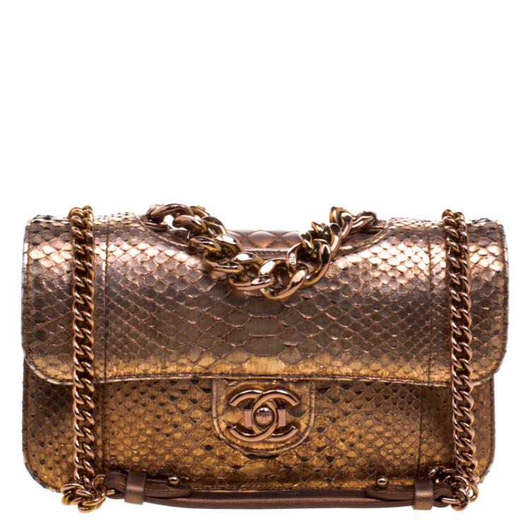 Chanel Bronze Python Medium Perfect Edge Double Flap Bag Chanel | The  Luxury Closet