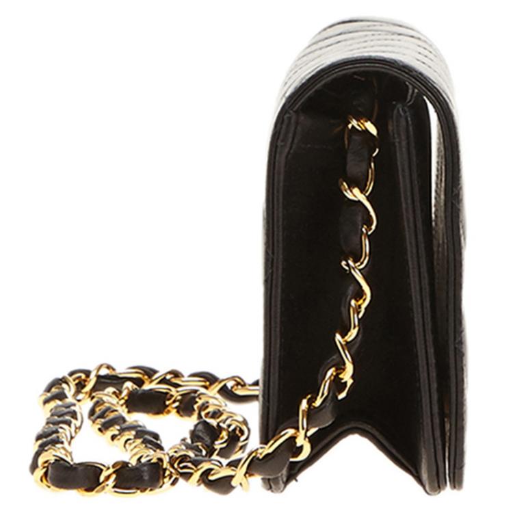 Pre Owned Chanel Black Quilted Lambskin Mini Flap Bag