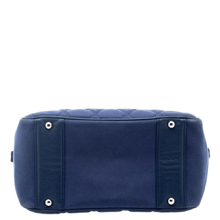 Pre Owned Chanel Blue Quilted Canvas Petite Timeless Shopper Tote