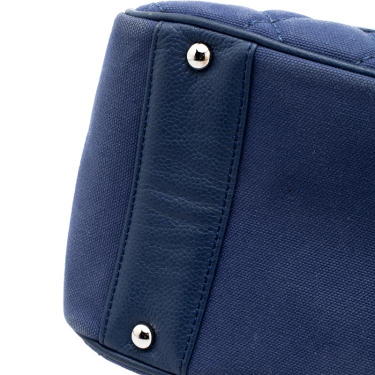 Pre Owned Chanel Blue Quilted Canvas Petite Timeless Shopper Tote