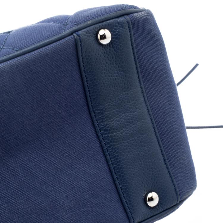 Pre Owned Chanel Blue Quilted Canvas Petite Timeless Shopper Tote