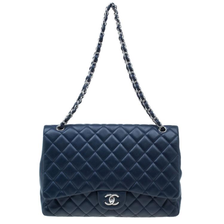 Chanel Navy Blue Lambskin Leather Quilted Classic Maxi Flap Bag Chanel | TLC