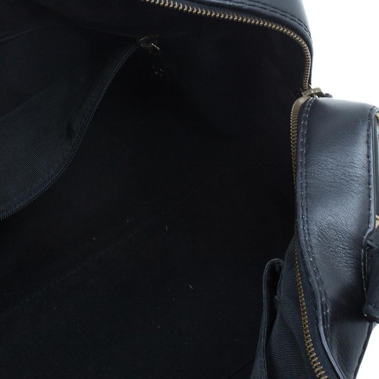 Pre Owned Chanel Black Leather Wild Stitch Bowling Bag
