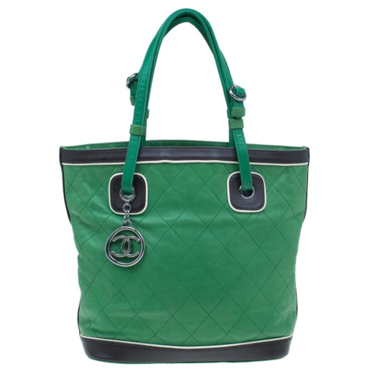 chanel tote bag green leather