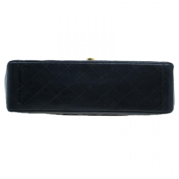Pre Owned Chanel Black Quilted Lambskin Maxi Vintage Classic Single Flap Bag