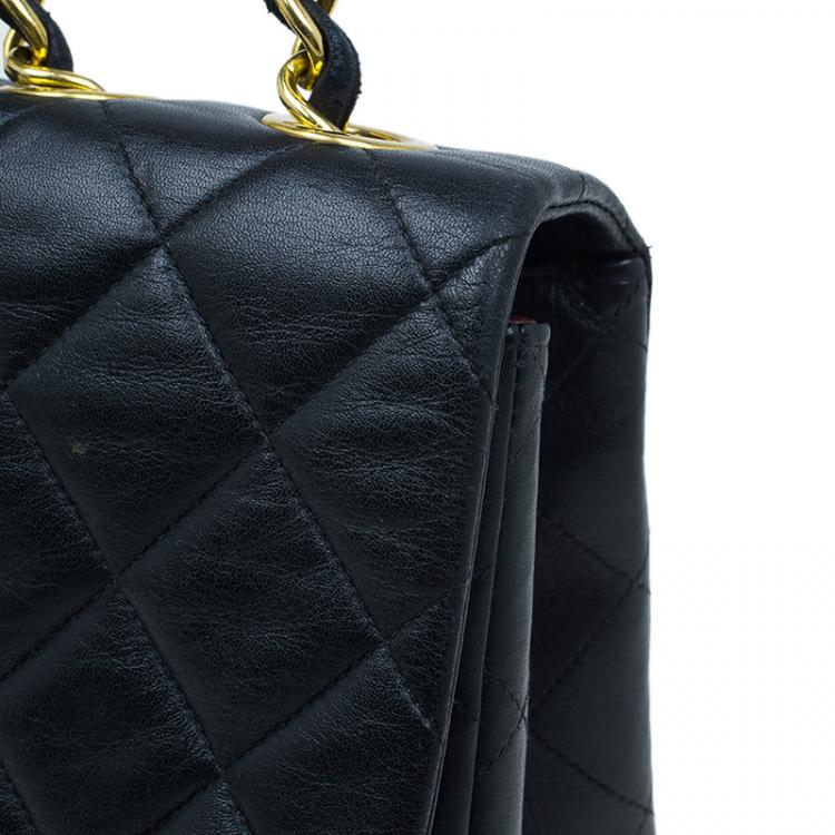 Pre Owned Chanel Black Quilted Lambskin Maxi Vintage Classic Single Flap Bag
