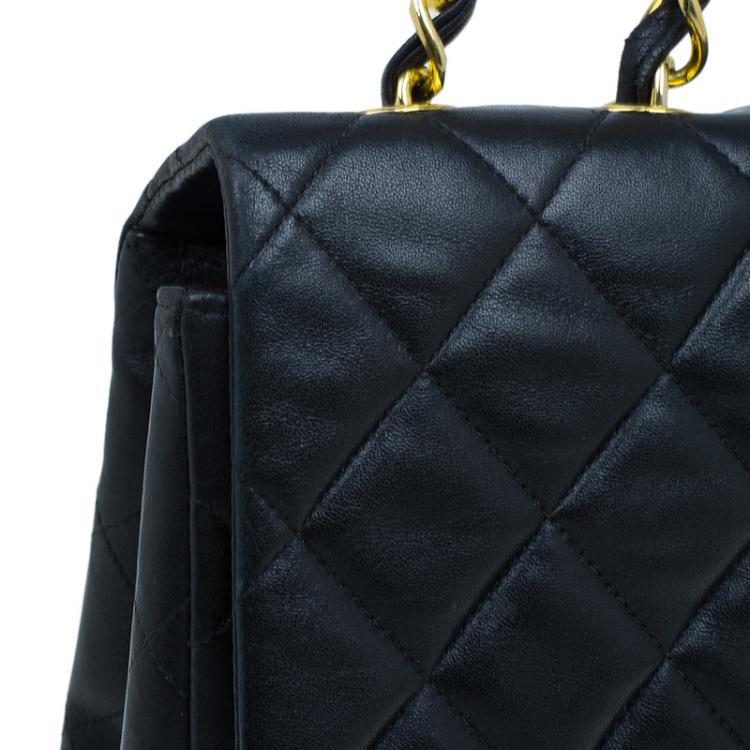 Pre Owned Chanel Black Quilted Lambskin Maxi Vintage Classic Single Flap Bag